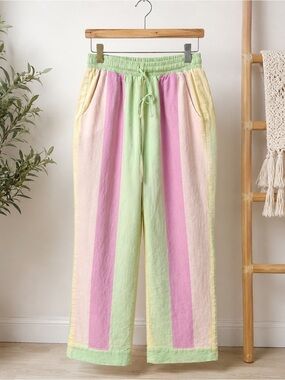 OLIVIA RUBIN Pastel Stripe Wide Leg Pants in Green, Pink, Cream